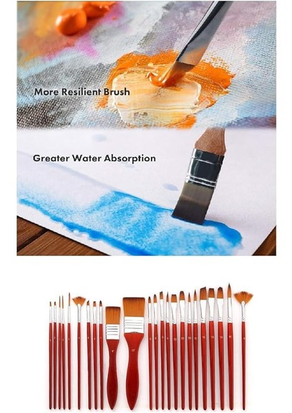 Kırmızı 24 Parçalı Profesyonel Sanat Fırça Seti Çantalı Yağlıboya Akrilik Guaj fiyatları
