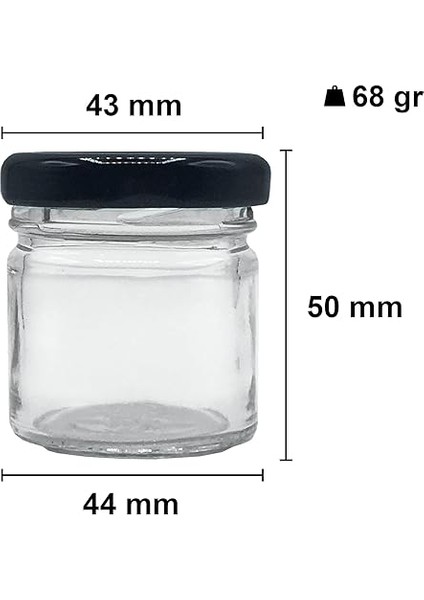 40 ml Metal Siyah Kapaklı Şeffaf Cam Kavanoz 10 Adet fiyatları