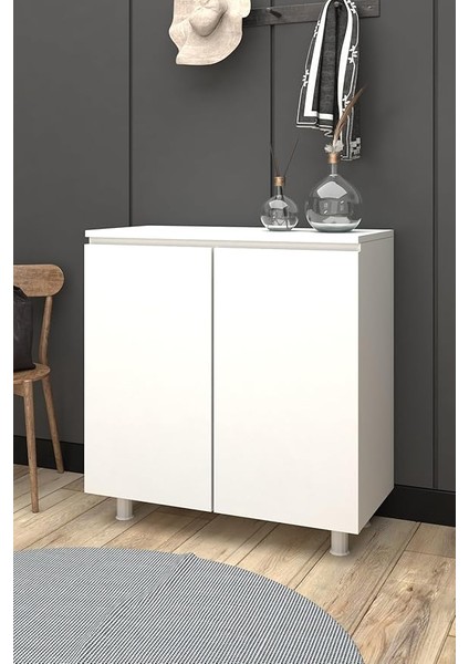 Kulpsuz Ayakkabılık ve Çok Amaçlı Dolap (Beyaz)