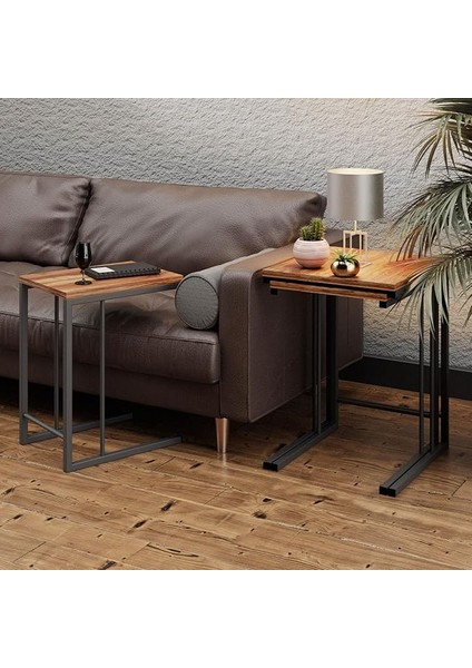 Office Zigon Sehpa | 3'lü Zigon Metal Ayaklı Zigon Sehpa