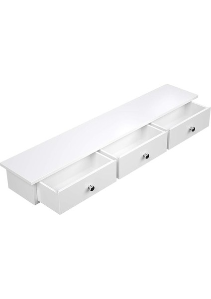 Duvar Rafı, 3 Çekmeceli Yüzer Raf, Koridorda Depolama Rafı, 80 x 15 x 10 Cm, Oturma Odası, Yatak Odası ve Mutfak, Parlak Kaplama, Beyaz LWS085W01