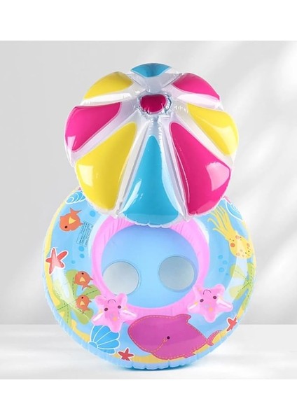 Gölgelikli Bebek Simidi Bebek Yüzme Simidi Mantar Başlıklı Deniz Simidi Tek Ebat Mavi modelleri