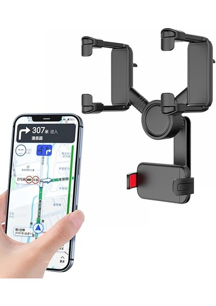 Dikiz Aynası Telefon Tutucu Orta Ayna Takılan Araç Içi Telefon Tutucu Navigasyon Tutucu Şık Yeni Tasarım Oto Ayna Tutucu 360 Derece Dönebilen Araç Kamerası Tutucusu