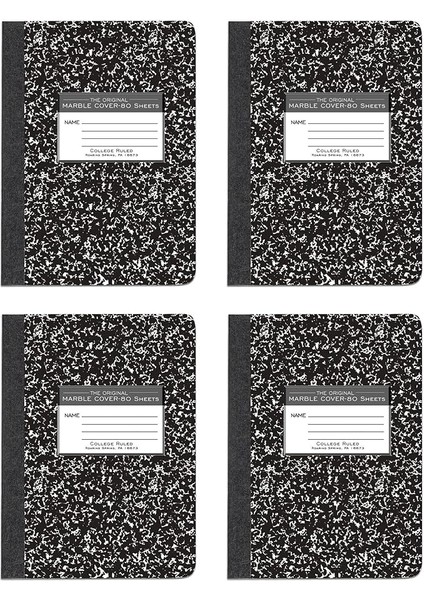 Spring Hard Cover Composition Book, 9 3/4" x 7 1/2", College Ruled, 80 Yaprak 4/pk