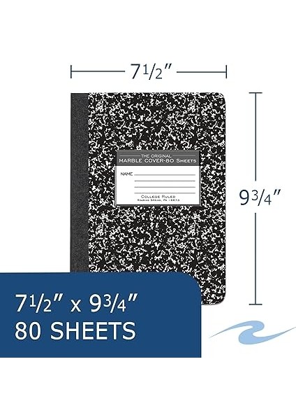 Spring Hard Cover Composition Book, 9 3/4" x 7 1/2", College Ruled, 80 Yaprak 4/pk fiyatları