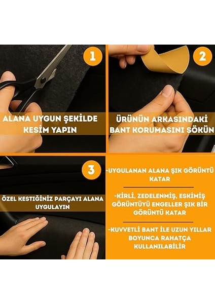 Kendinden Yapışkanlı Torpido Kaplaması Keçe Oto Kapı Bagaj Dayanıklı Uzun Ömürlü Araç Kaplama 3mm (Antrasit, 100 x 100) indirimleri