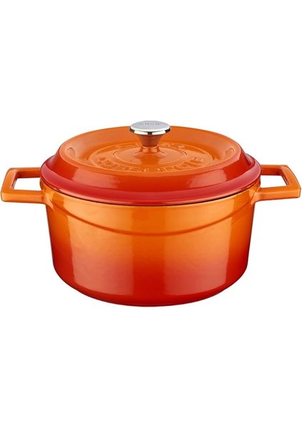 Metal Döküm Yuvarlak Tencere, 20 Cm, Turuncu