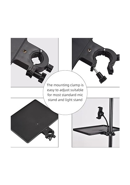 270 * 205MM Evrensel Mikrofon Standı Kelepçeli Tepsi Ses Kartı Tepsisi Mikrofon Stand Tepsisi Ses Kartı Telefon Tutacağı Çok Yönlü Tepsi Cep Telefonlu Ses Kartını Yerleştirmek Için Depolama fırsatları