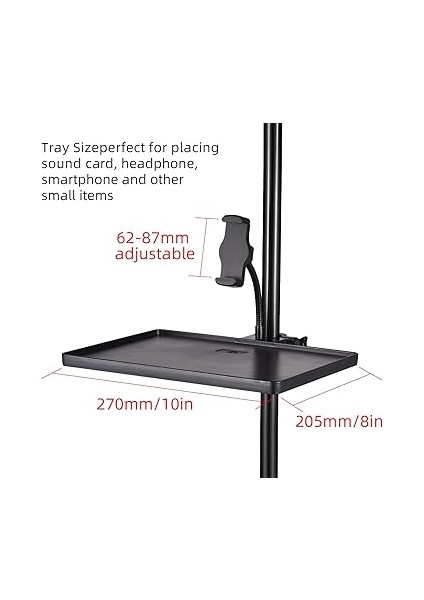 270 * 205MM Evrensel Mikrofon Standı Kelepçeli Tepsi Ses Kartı Tepsisi Mikrofon Stand Tepsisi Ses Kartı Telefon Tutacağı Çok Yönlü Tepsi Cep Telefonlu Ses Kartını Yerleştirmek Için Depolama indirimleri