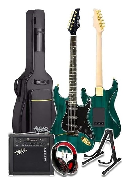 GLC-40GR-AMP Elektro Gitar Seti 25 Watt Şarjlı Bt Amfi Kulaklık ve Full Set fiyatları