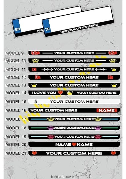 Özel Isimli 2 Adet Araç Logo Kabartmalı Siyah Oto Plakalık modelleri