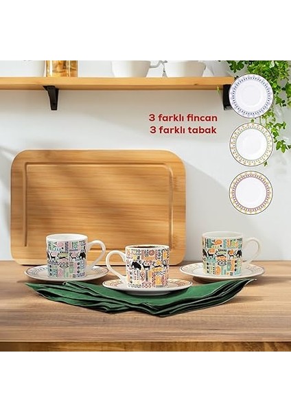 TE-207 Natura Fincan Takımı-Desenli Porselen Fincan Takımı-Türk Kahvesi 6 Kişilik 90 cc fiyatları