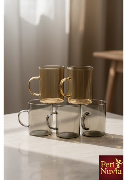 Modern Renkli Borosilikat Çay Bardağı – Isıya Dayanıklı Premium Cam