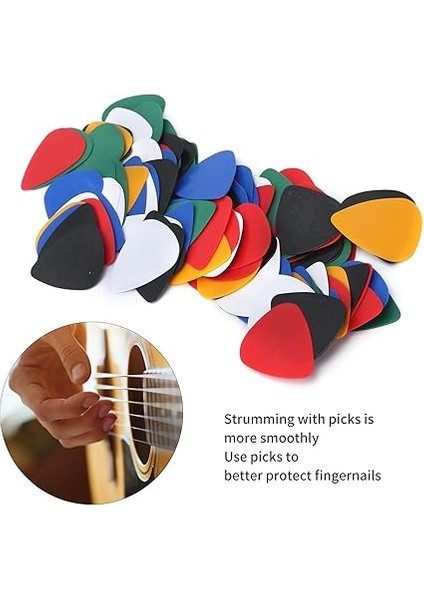 100 Adet Plastik Renkli Gitar Seçim Seti, 0.46MM Kalınlık, Sıcak Ton, Gitar Çalmak Için Pürüzsüz Strumming fırsatları
