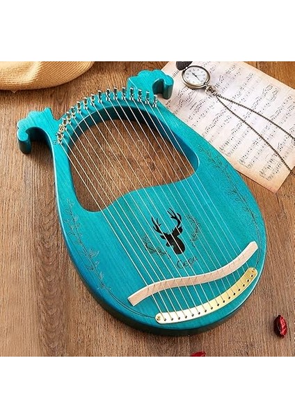C Tuşu 16-String Ahşap Lir Arp Rezonans Kutusu Akort Anahtarı ile Yaylı Enstrüman 3 Adet Seçtikleri Sticker Ekstra Dizeler Seti fırsatları
