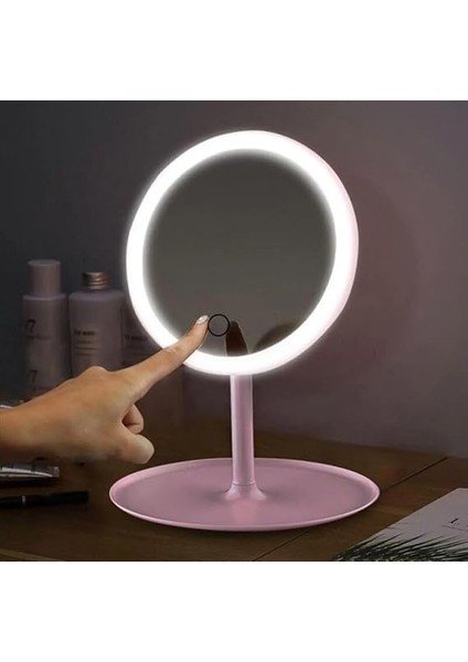 Dokunmatik LED Işıklı Makyaj Aynası | USB Bağlantılı, Ayarlanabilir Parlaklık, Masaüstü ve Portatif, Yuvarlak Tasarım - Beyaz fiyatları