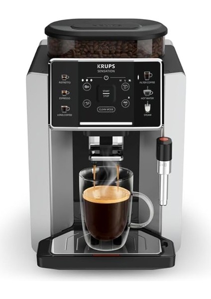 Sensation C90, Tam Otomatik Kahve Makinesi, Kolay Kullanım ve Bakım, Işıklı Uyarılar, Pratik Temizlik, Gümüş, EA910E10 modelleri