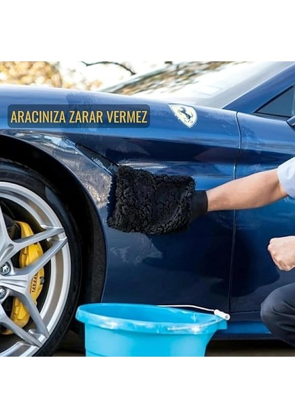 Mikrofiber Oto Yıkama Eldiveni ve Araç Pasta Cila Eldiveni - Çizmez Araba Köpükleme ve Yıkama Eldiveni - Yumuşak Dokulu Çift Taraflı Araba Temizlik Eldiveni indirimleri