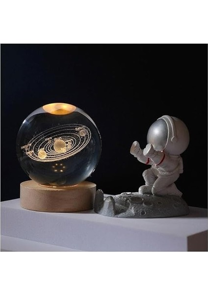 Cam Gece Lambası Küre Kristal Renk Değiştiren LED Işıklı Dekoratif Hediyelik (Gezegenler) fiyatları