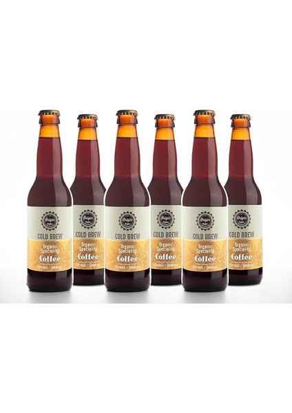 Origin Coffee Organik Cold Brew Şekersiz ve Filtresiz Soğuk Kahve 330 ml x 6