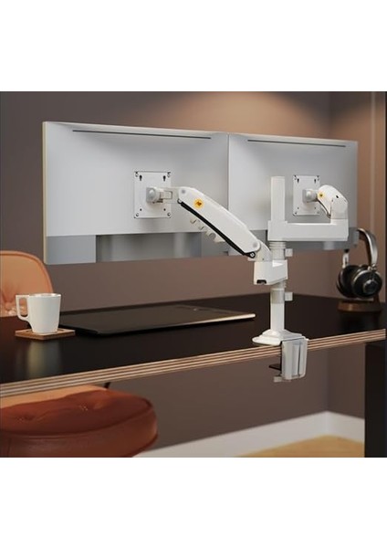 Nb H180 Çift Kol Profosyonel Amortisörlü 17"-27" Uyumlu Monitör Standı (Beyaz) fırsatları