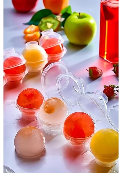 4'lü Küre Buz Topu Kalıbı - Yuvarlak Içecek Buz Topu Dondurucu Buzluk Saklama ve Sunum Kabı modelleri