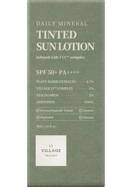 11 Factory Daily Mineral Tinted Sun Lotion SPF50+ Pa++++ 30ML - %100 Mineral & Renkli Vegan Güneş Losyonu Yüksek Koruma fiyatları
