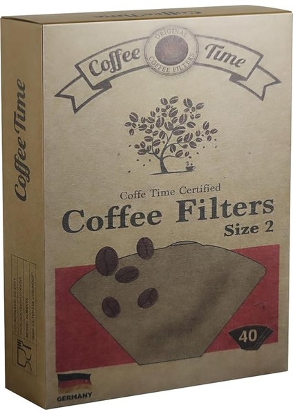 Time Sertifikalı Filtre Kahve Kağıdı Coffee Filters 1/2 2 Numara 40'lı Paket