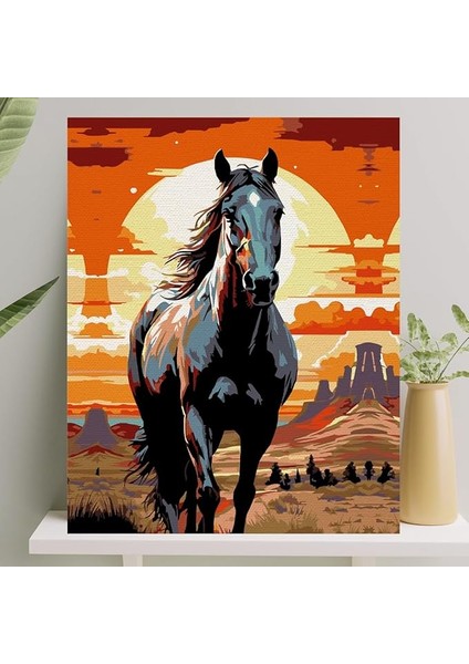 Hobi Sanat Sayılarla Boyama Tuval Seti Fırça Boya Dahil (Çıtalı) 40X50 cm - Siyah Inci