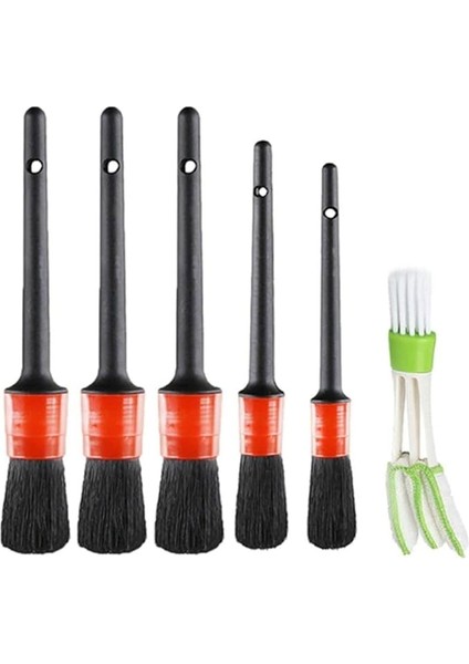 Detay Fırçası Otomobil Detay Fırçası Seti (5+1'li Paket) Tekerleklerin, Motorların, Iç Mekanın, Amblemlerin, Iç ve Dış Yüzeylerin, Havalandırma Temizlenmesi