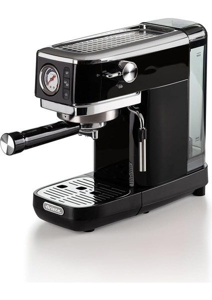 Espresso Slim Metal 1381, Manometreli Kahve Makinesi, Kahve Tozu ve Ese Kapsülleri ile Uyumlu, 15 Bar Max, Filtre 1 Veya 2 Fincan, Cappuccino Başlığı, 1300 W, Siyah