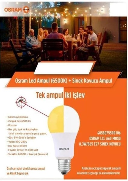 CLA60 Mosq 8W/865 220V E27 Fs1/12 fırsatları