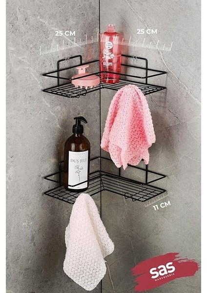 Haus Yapışkanlı Ömür Boyu Paslanmaz Banyo Köşeliği Rafı Banyo Düzenleyici Şampuanlık Raf Siyah fiyatları