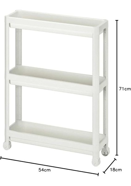 Tekerlekli Dikdörtgen 3 Katlı Raf Ünitesi - Banyo Mutfak Düzenleyici Organizer Raf - Modern Shelf Unit (Beyaz) indirimleri
