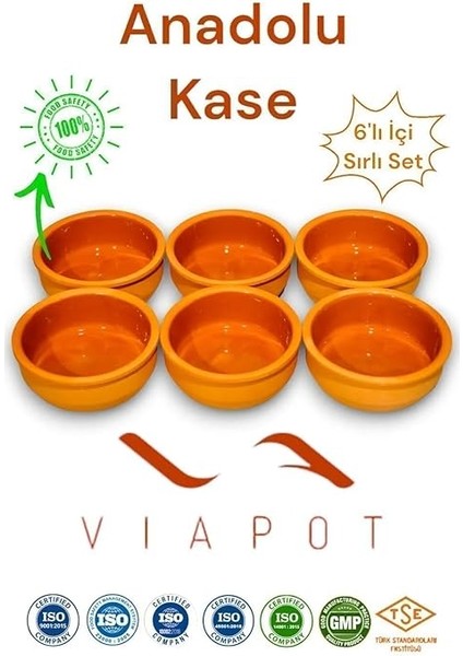 Anadolu Sütlaç Kase Güveç Içi Kahverengi Sırlı 6 Adet Çömlek fiyatları