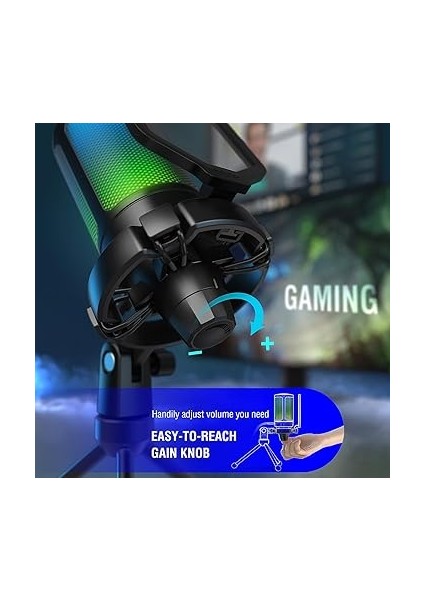 Pc Oyun Mikrofonu, USB Mikrofon, Yayın Podcast Stüdyosu Için, Mikrofon Standı ve Sessize Alma Tuşlu, Ps4 Ps5 Mac Için modelleri