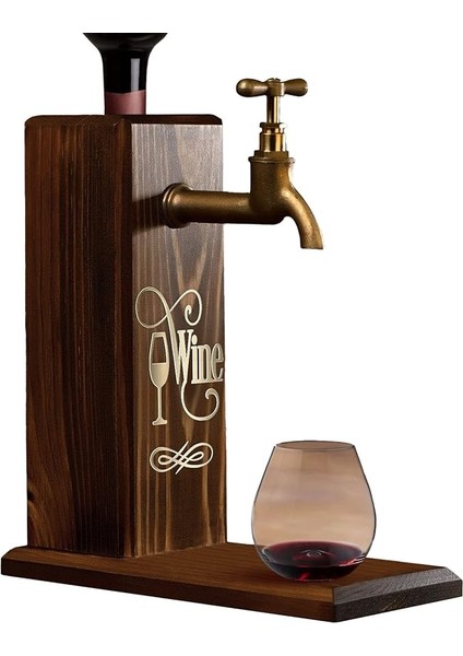 Gift Özel Şarap Baskılı Musluklu Doğal Ahşap Içki Standı, Içki Çeşmesi, Doğum Günü Hediyesi, Ev Hediyesi, Içecek Dispenseri