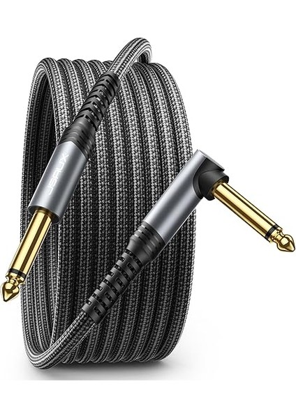 6,35 mm Gitar Kablosu 4,5 M, Enstrüman Kablosu, Elektronik Gitar, Bas, Davul, Pedallar, Amplifikatör, Mikser, Tuner, Hoparlör, Akustik, Dik Açılı Jak Kablosu Gitar ile Uyumlu