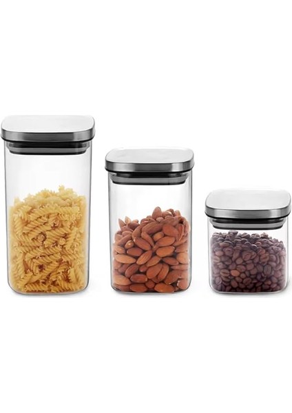 Home Kare Borosilikat Cam Sızdırmaz Vakumlu Erzak ve Bakliyat Saklama Kabı – Havadaki Termisil Kavanoz, Şeker, Un, Makarna, Çay, Kahve ve Kuru Gıdalar Için Ideal (Metal Kapak, 900 Ml)