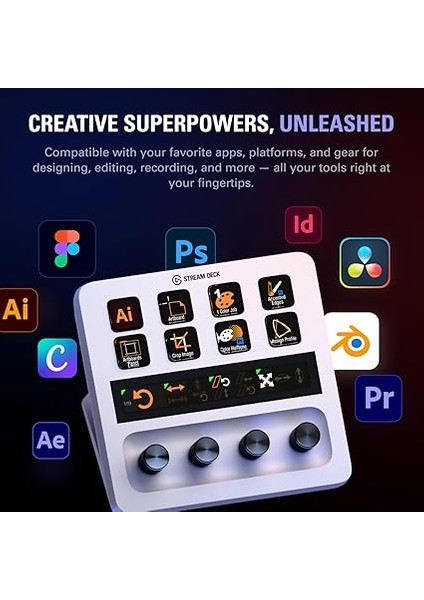 Stream Deck + White, Ses Mikseri, Canlı Üretim ve Stüdyo Denetleyicisi, Içerik Oluşturucular, Akış, Oyun Için, Özelleştirilebilir Dokunmatik Çubuk, Döner Regülatör ve LCD Tuşları, Mac ve Pc fiyatları
