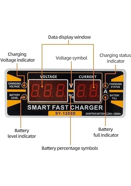 - 6 Amper Akü Şarj Cihazı Digital Göstergeli 14 ile 100 Amper Arası Jel Asitli Sulu Kuru Tip Akülere Uygun Battery Charger (Takviye Özelliği Yoktur - Lithium ve Ion Pil ve Akülere Uygun Değildir.) indirimleri