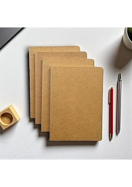 Tanıtım 4 Adet Çizgili Terzi Dikişli Not Defteri, A5 Boyut, 40 Yaprak Planlama Ofis Için Ideal, Planlayıcı (Kraft Kapak Tasarımı) modelleri