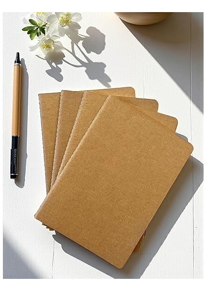 Tanıtım 4 Adet Çizgili Terzi Dikişli Not Defteri, A5 Boyut, 40 Yaprak Planlama Ofis Için Ideal, Planlayıcı (Kraft Kapak Tasarımı) fırsatları