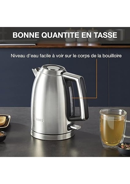 Excellence Su Isıtıcısı, Fırçalanmış Metal Yüzey, 1.7 L Kapasite, Kolay Açılır Kapak, Hassas Döküş Ucu, Sap Üzerinde Su Seviyesi Göstergesi, Otomatik Kapanma Özelliği fırsatları