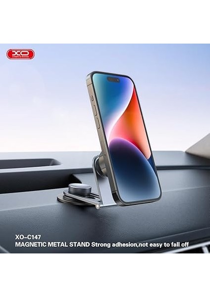 C147 Araç Içi Manyetik Telefon Tutucu, Laptop Telefon Tutucu, Metal Gövde, Çoklu Açı Ayarlı, Ön Panel Montajlı, 360 Dönebilen, Siyah fiyatları