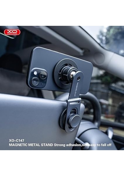 C147 Araç Içi Manyetik Telefon Tutucu, Laptop Telefon Tutucu, Metal Gövde, Çoklu Açı Ayarlı, Ön Panel Montajlı, 360 Dönebilen, Siyah fırsatları