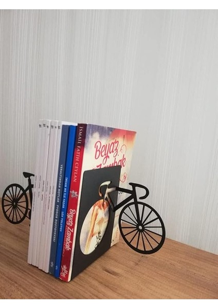 Dekoratif Bisiklet Desenli Metal Kitap Tutucu 2'li Paket modelleri