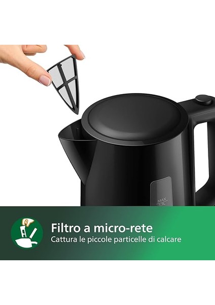 HD9318/20 Su Isıtıcı, 1.7 L Kapasite, 360° Döner Tabanlı, 2200W, Siyah fırsatları