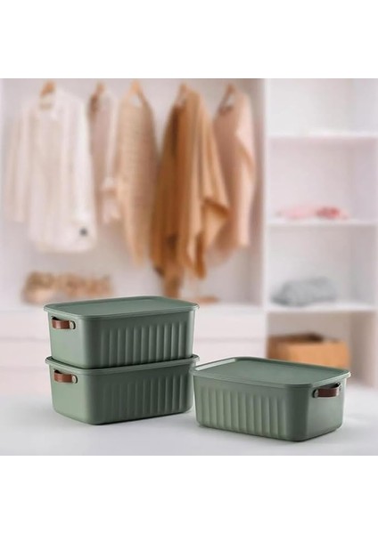 1 Adet Düzenleyici Kapaklı Kutu, Dekoratif Saklama Kutusu, Organizer (35CM*25CM*14CM) Yeşil 10 Litre