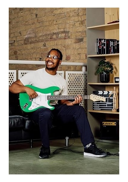 AGE-80GR Amfili Full Elektro Gitar Seti 4/4 Yetişkin 39 Inç Green modelleri